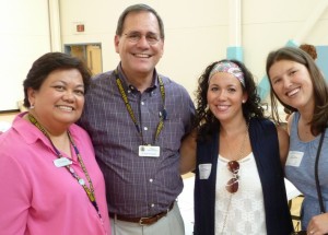 Faculty Drs. Theresa Lao and Alan Janusek with student reps D-3 Nicole Ford and D-4 Emily Carley